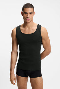 Front image of a model wearing the Rib classic 3 pk tank top in multi, by brand Boss