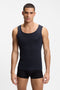Front image of a model wearing the Rib classic 3 pk tank top in multi, by brand Boss