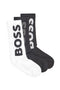 Front image of Rib logo 3 pk socks in black/white, by brand Boss