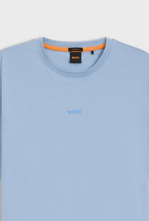 Front detail image of the Tchup ss tshirt in light blue, by brand Boss