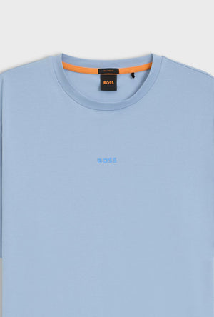 Front detail image of the Tchup ss tshirt in light blue, by brand Boss