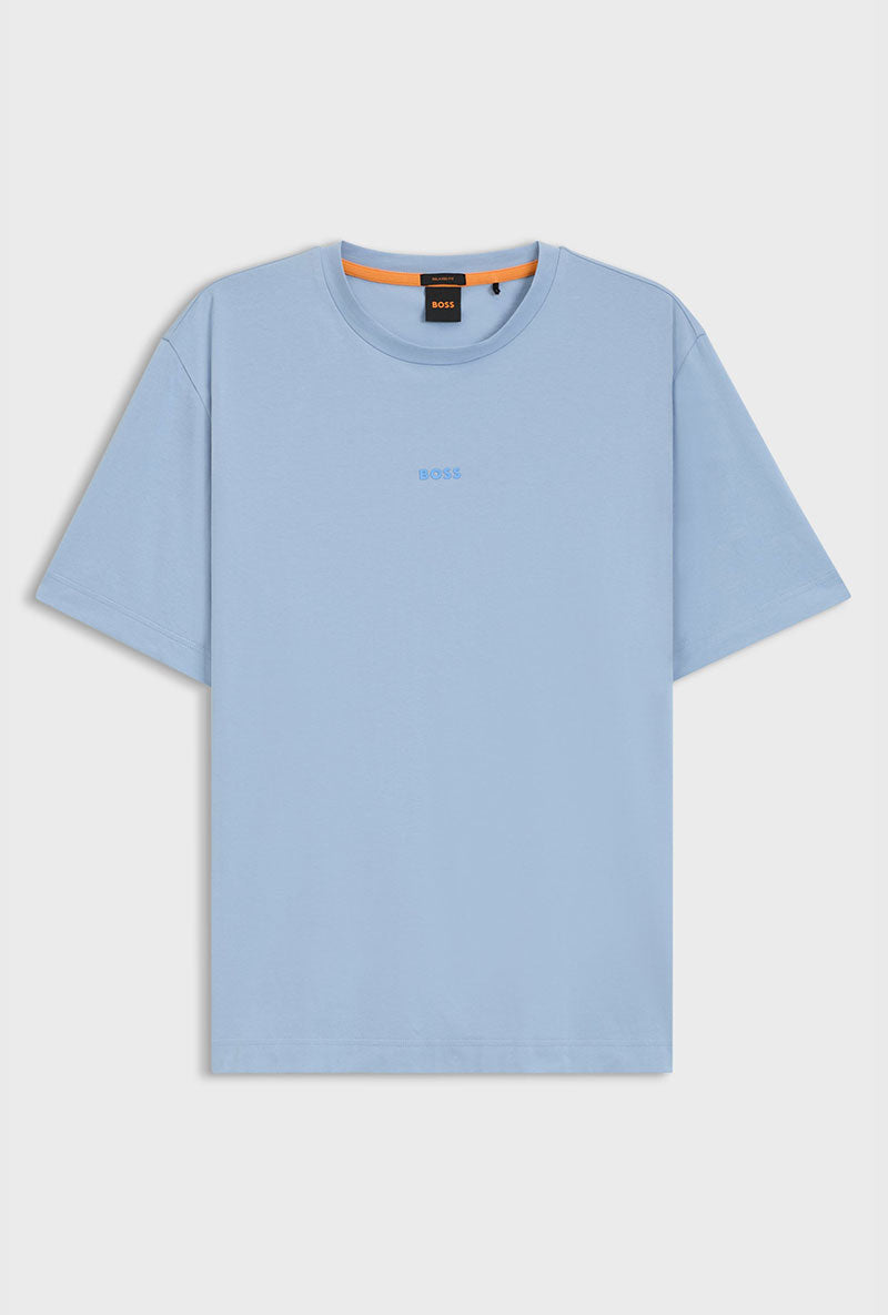 Front image of Tchup ss tshirt in light blue, by brand Boss