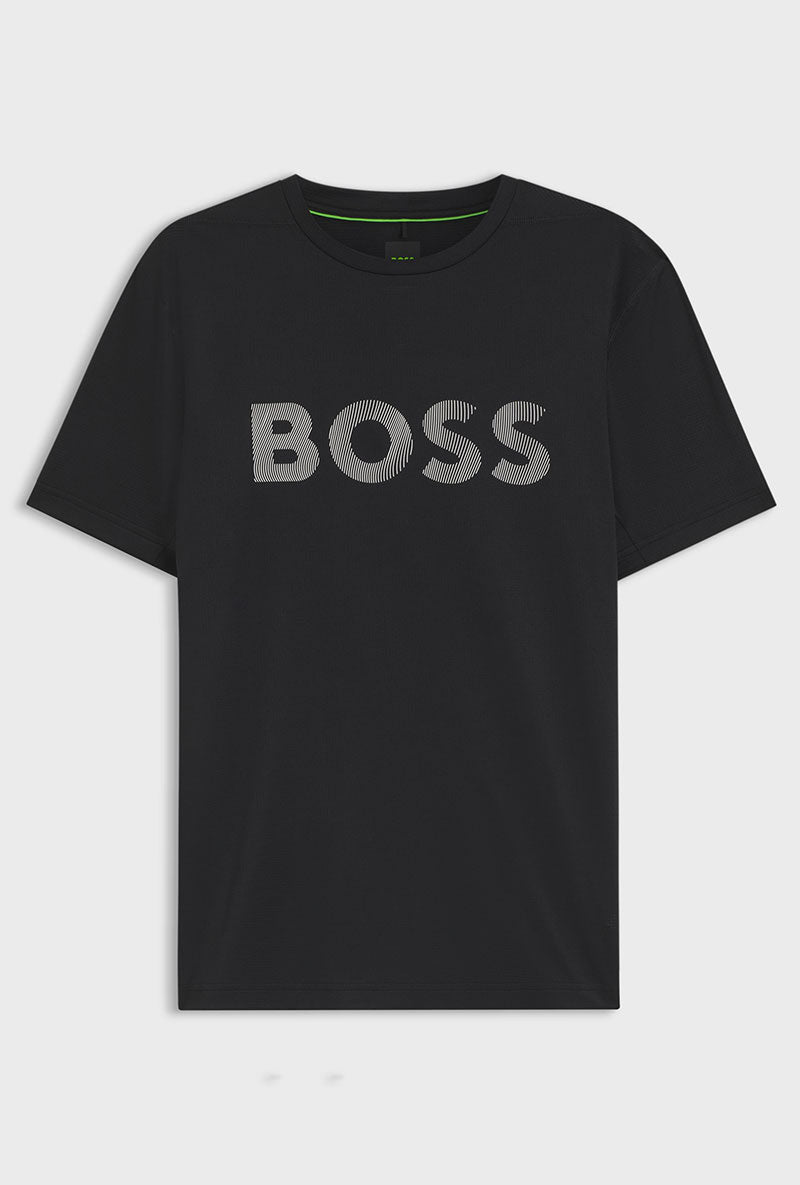 Front image of Ts active logo t-shirt in black, by brand Boss