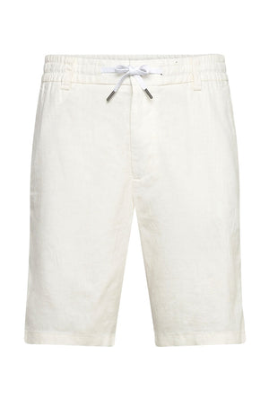 Front image of the Chino tapered shorts in off white, by brand Boss