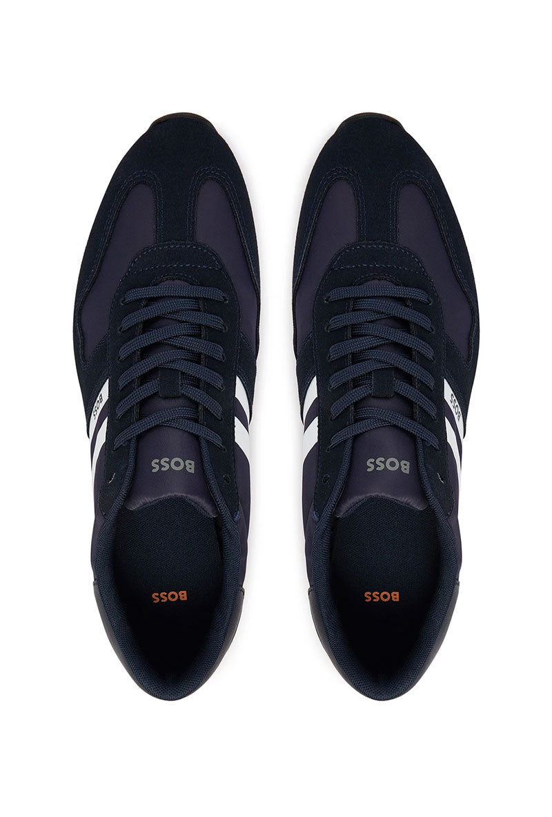 Front image of Levonn trainers in navy, by brand Boss