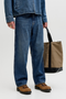 Front image of a model wearing the Jack and jones alex norrebro jeans in denim, by brand Jack&jones