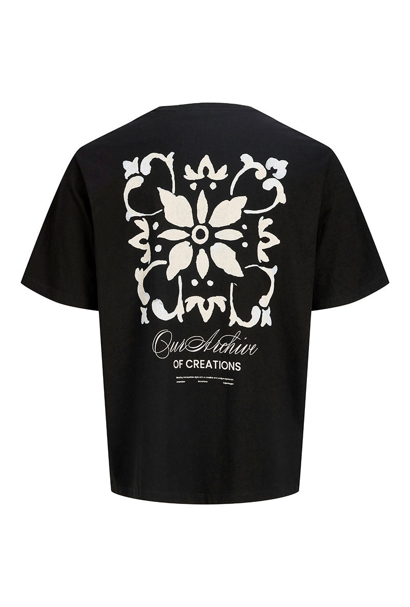 Back image of Art print tee in black, by brand Jack&jones