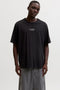 Front image of a model wearing Art print tee in black, by brand Jack&jones