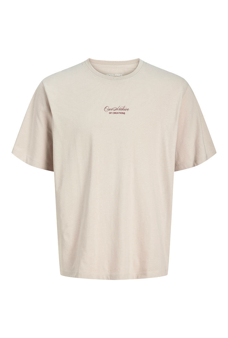 Front image of Art print tee in beige, by brand Jack&jones