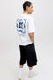 Back image of a model wearing the Art print tee in white, by brand Jack&jones