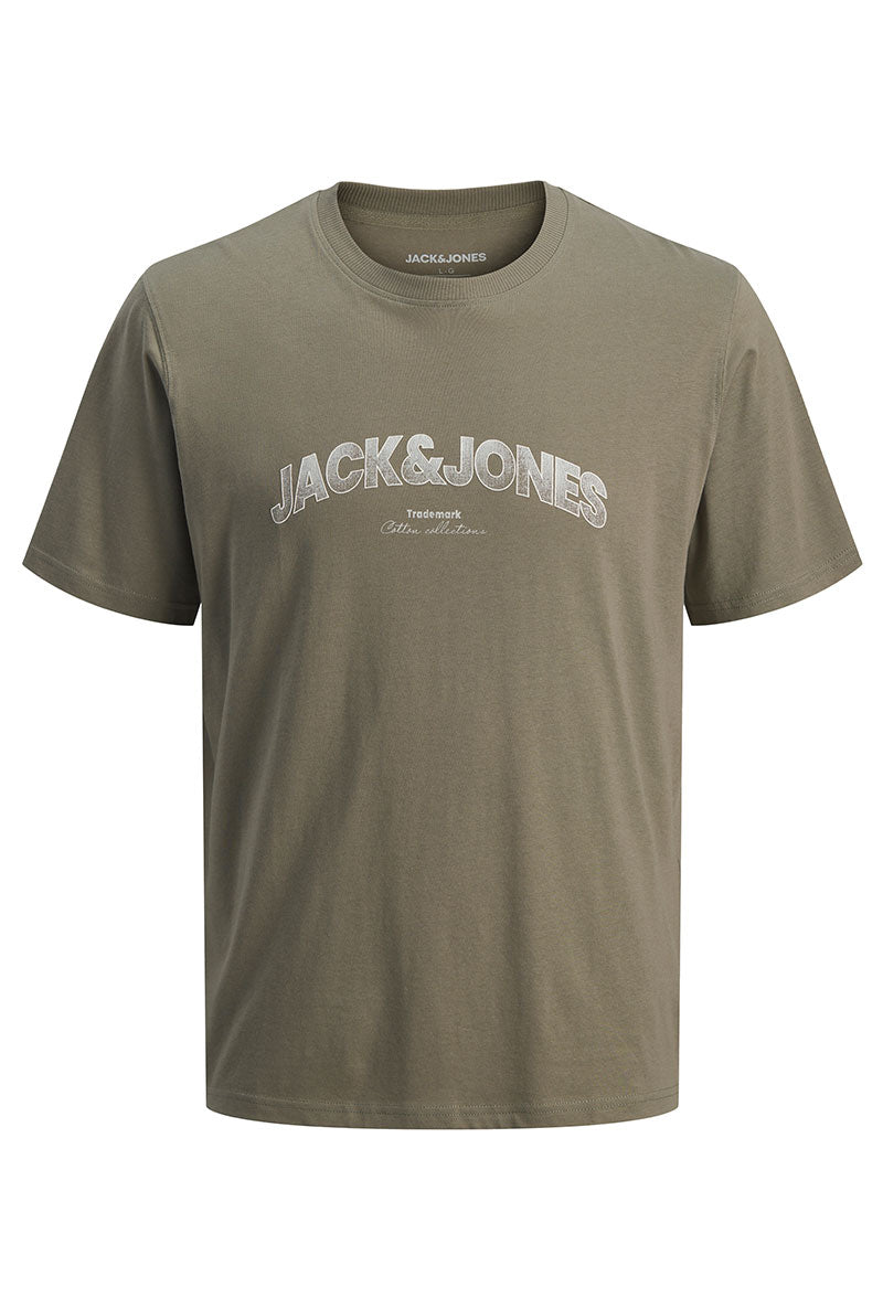 Front image of Avery ss tshirt in olive, by brand Jack&jones