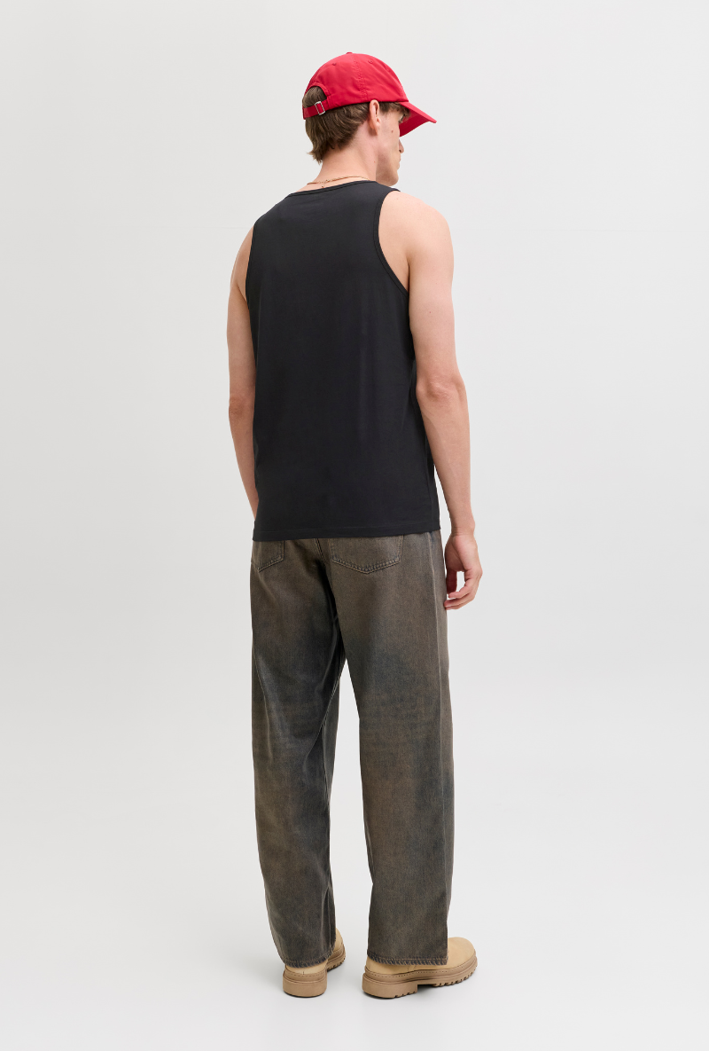 Back image  of Jack and jones basic tanktop in black, by brand Jack&jones