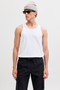 Front image of a model wearing the Jack and jones basic tanktop in white, by brand Jack&jones