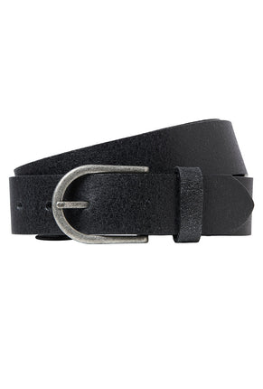 Front image of Benson leather belt in black, by brand Jack&jones