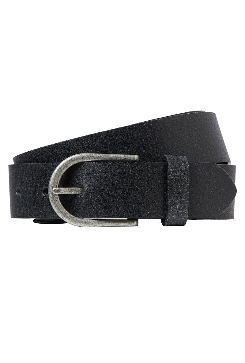 Front image of Benson leather belt in black, by brand Jack&jones