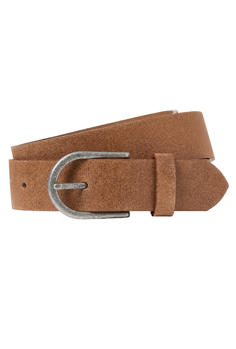 Front image of Benson leather belt in brown, by brand Jack&jones