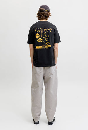 Back image of a model wearing the Brewy ss tee in black, by brand Jack&jones