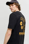 Back image of a model wearing the Brewy ss tee in black, by brand Jack&jones