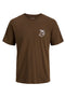 Front image of the Brewy ss tee in chocolate, by brand Jack&jones