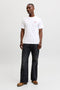 Front image of a model wearing the Brewy ss tee in white, by brand Jack&jones