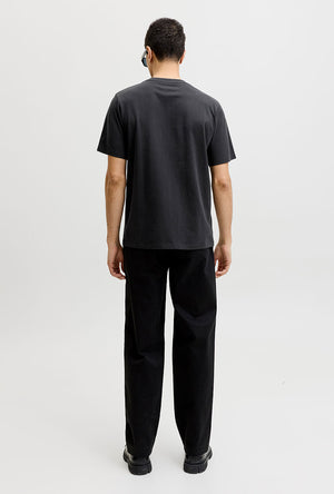 Back image of a model wearing the Blaneo ss tee in black, by brand Jack&jones