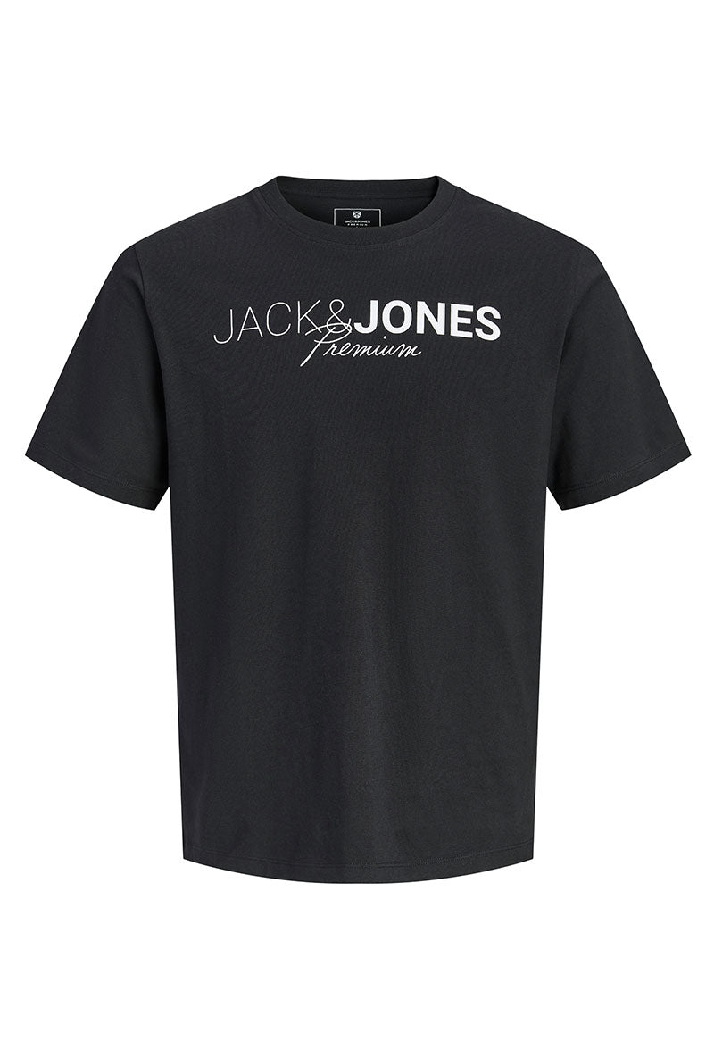 Front image of Blaneo ss tee in black, by brand Jack&jones