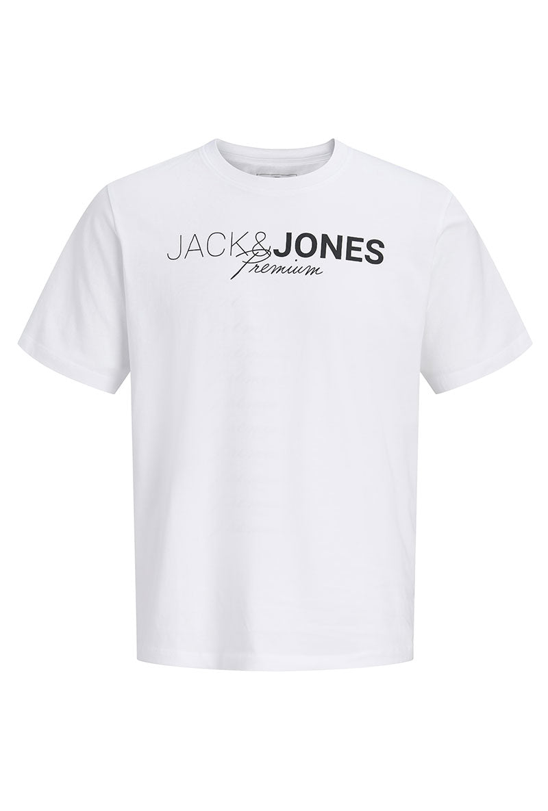 Front image of Blaneo ss tee in white, by brand Jack&jones