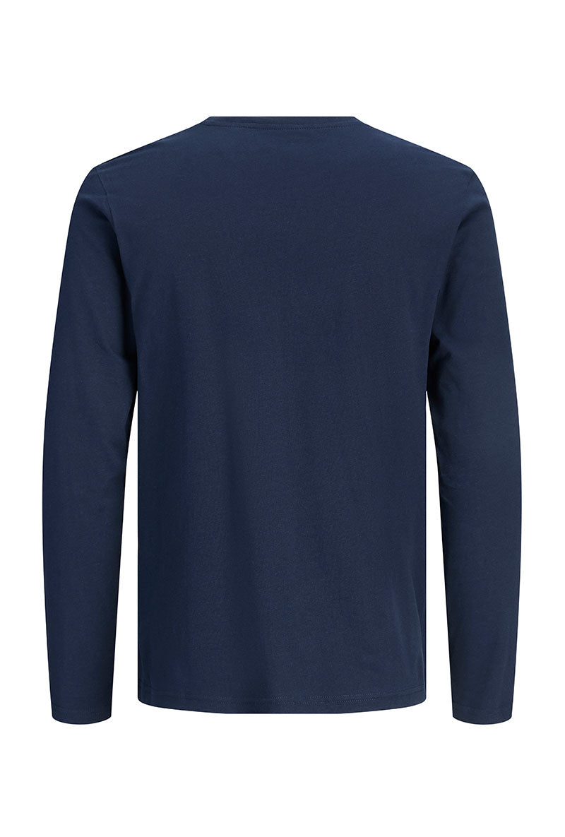 Back image of Buster ls tee in navy, by brand Jack&jones