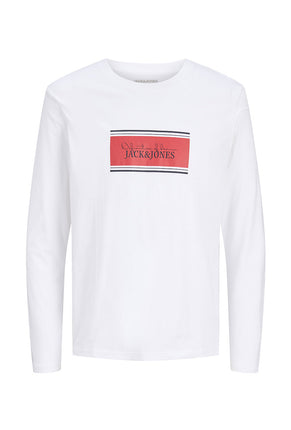 Front image of Buster ls tee in white, by brand Jack&jones
