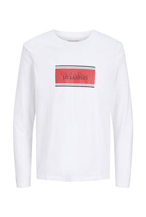 Front image of the Buster ls tee in white, by brand Jack&jones