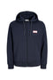 Front image of Buster sweat zip hoodie in navy, by brand Jack&jones