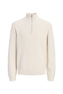 Front image of the Connor knit half zip in cream, by brand Jack&jones