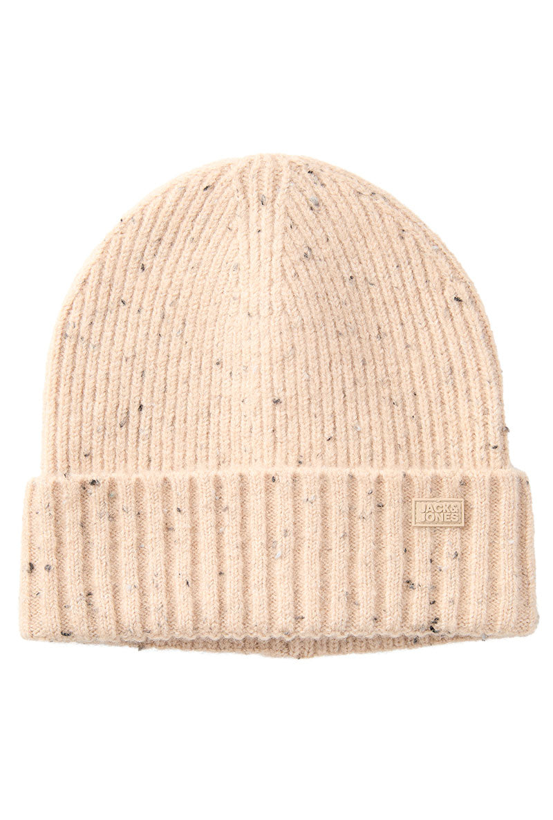 Front image of Crush beanie in stone, by brand Jack&jones