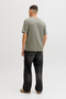 Back image of a model wearing the Jack and jones daytona print tee in khaki, by brand Jack&jones