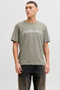 Front image of a model wearing the Jack and jones daytona print tee in khaki, by brand Jack&jones