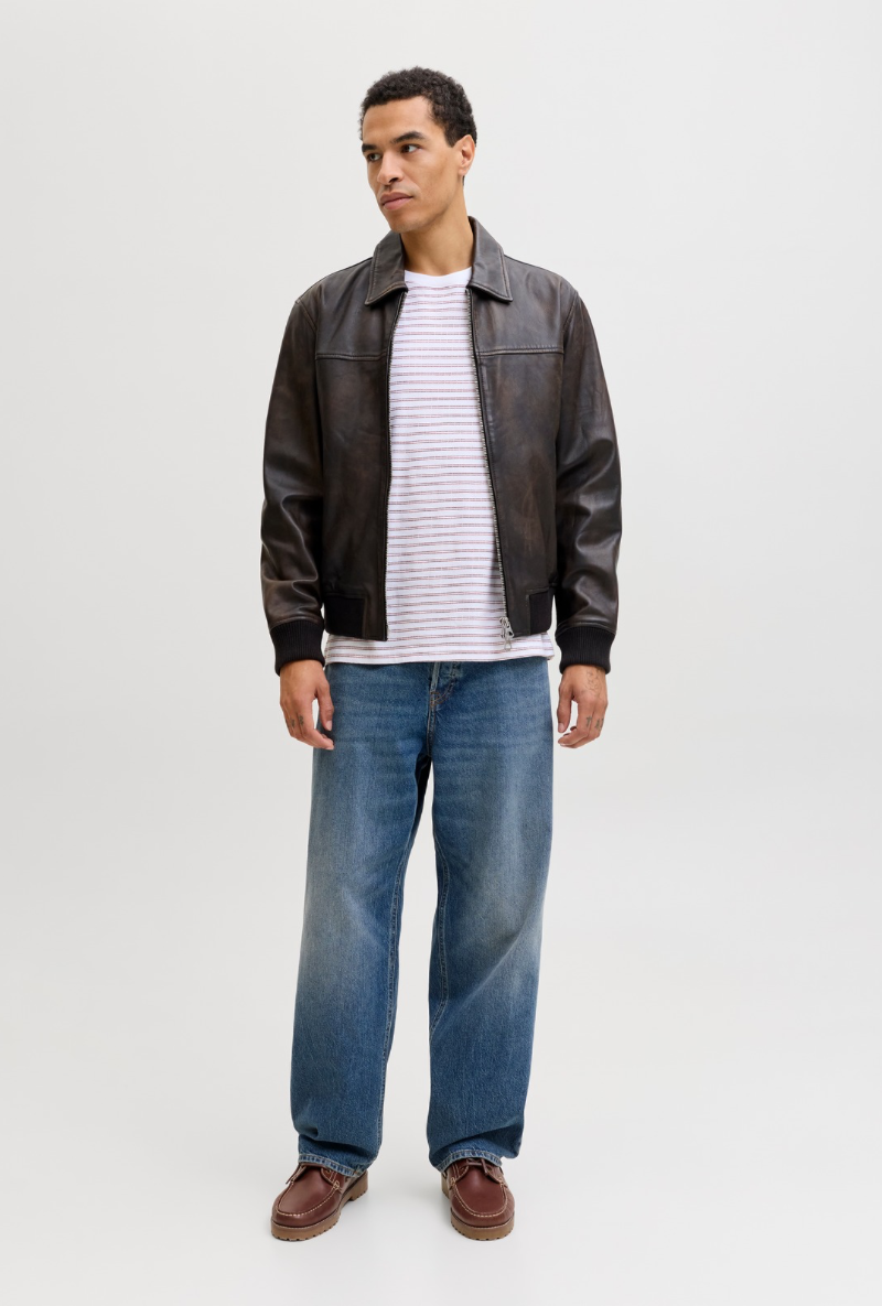 Front image of a model wearing Jack and jones eddie original jeans in , by brand Jack&jones