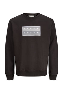 Front image of the Fusion box crew neck sweat in black, by brand Jack&jones
