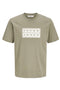 Front image of Fusion box print tee in khaki, by brand Jack&jones
