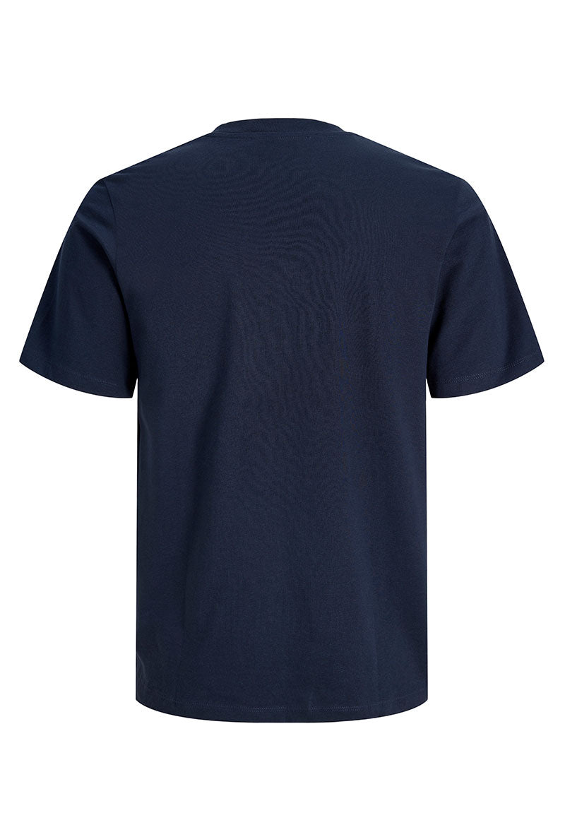 Back image of Fusion box print tee in navy, by brand Jack&jones