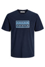 Image of FUSION BOX PRINT TEE in navy, by brand JACK&JONES