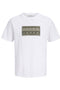 Front image of Fusion box print tee in white, by brand Jack&jones