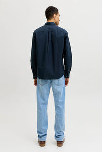 Back image of the Harvey oxford ls shirt in navy, by brand Jack&jones