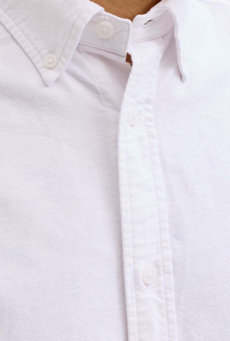 Front image of Harvey oxford ls shirt in white, by brand Jack&jones