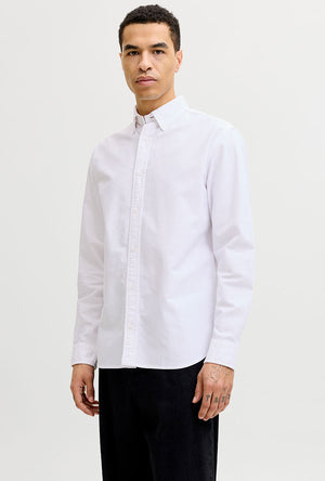 Front image of the Harvey oxford ls shirt in white, by brand Jack&jones