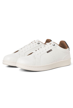 Front image of the Hastings pu sneaker in white, by brand Jack&jones