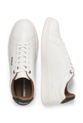 Front image of Hastings pu sneaker in white, by brand Jack&jones