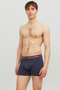 Front image of a model wearing the Jack and jones james 3 pk trunks in navy, by brand Jack&jones