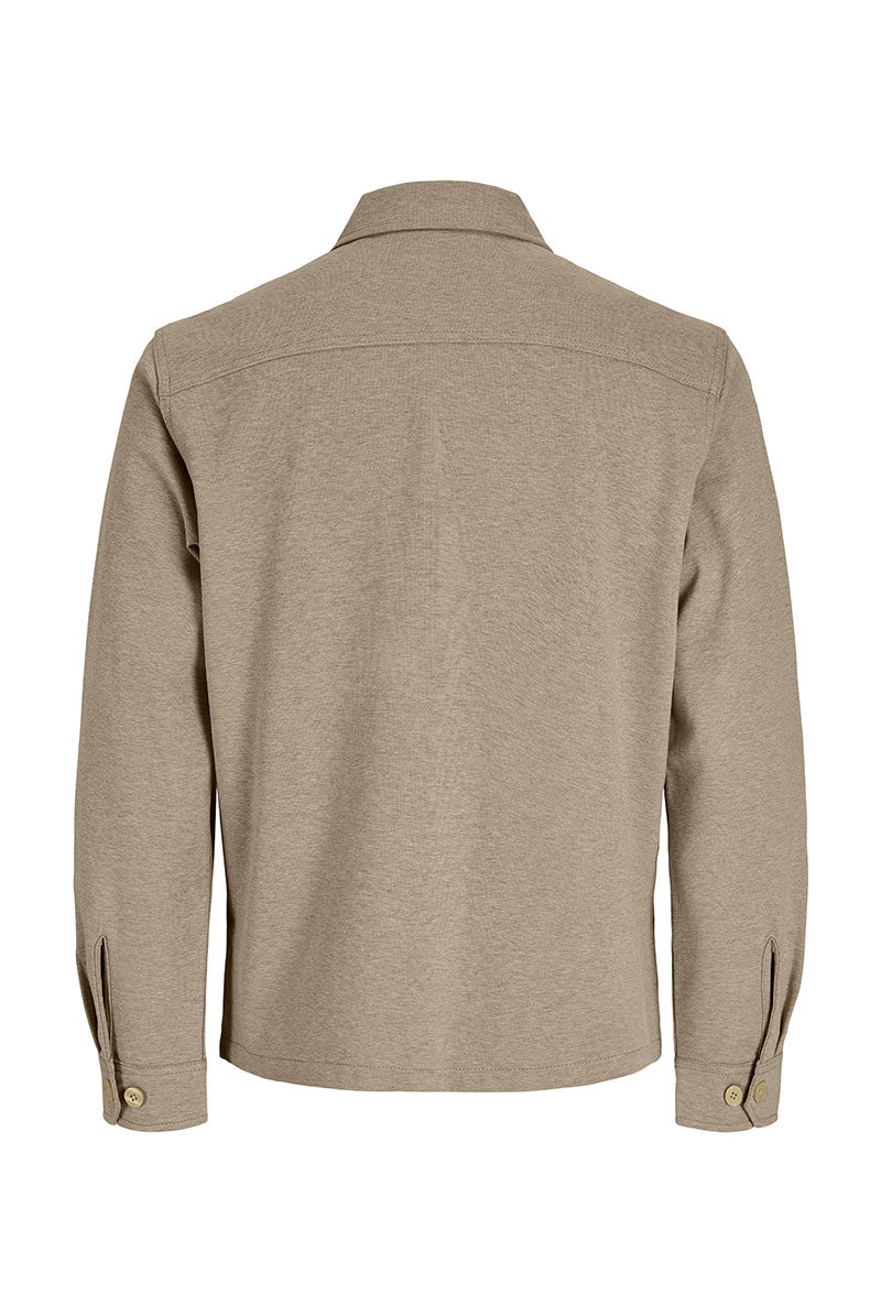 Back image of James theo sweat overshirt in stone, by brand Jack&jones