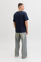 Back image of a model wearing the Jack and jones jeff logo tee in navy, by brand Jack&jones