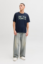 Image of JACK AND JONES JEFF LOGO TEE in navy, by brand JACK&JONES
